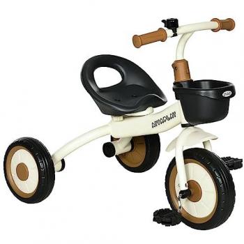 Tricycle enfants avec sonnette et panier, selle réglable avec dossier - pour enfant de 2 à 5 ans blanc
