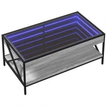 Mesa de Centro Luz LED Infinity Cinza Sonoma 90x50x38
