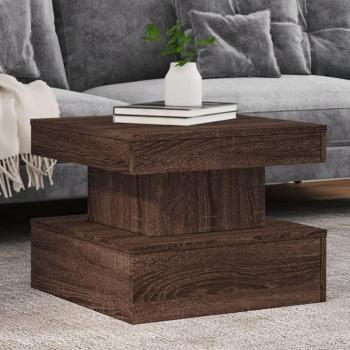 VidaXL Couchtisch mit LED-Beleuchtung Braun Eichen-Optik 50x50x40 cm