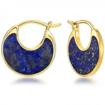 Pendientes de aro Ishani en Plata de Ley 925 con Baño de Oro Amarillo 18k y Circonitas