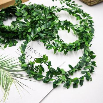 Silk Green Vine Garland – 7 m Long, Iron Wire & Rattan Wreath for Weddings & Parties