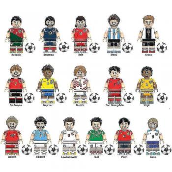 Figurines de Stars du Football : Ensemble de 16 Blocs de Construction de Joueurs de la Coupe du Monde (4,5 cm)