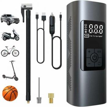 6000 mAh Mini Pompe à Air Électrique, Compresseur à Air Portatif Gonfleur Pneus sans Fil 150 PSI avec écran LCD Numérique, Pompe à Vélo Électrique avec