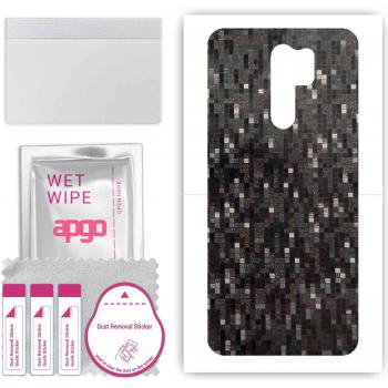 Papel Tapiz Protector APGO para el reverso del Xiaomi Redmi 9 – Film de Folio Carbon Black Pixel