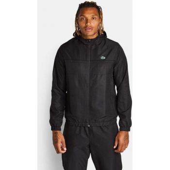 Lacoste Diamond Weave Hooded Men Track Top - Black - Size Extra Small