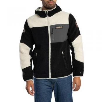 Giacca in pile con cappuccio zip intera – Napapijri Yupik 3 (Grigio)