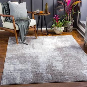 Teppich Kurzflor Wohnzimmer Modernes Abstraktes Design Grau und Weiß 160 x 220 cm - Surya
