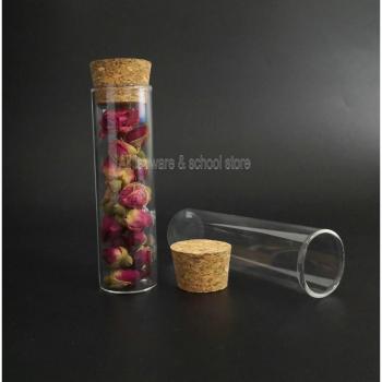 Flat Bottom Glass Test Tubes with Cork Stopper, 30x100mm, 5pcs