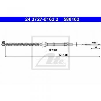 ATE Cavo Freno VW,SEAT 24.3727-0162.2