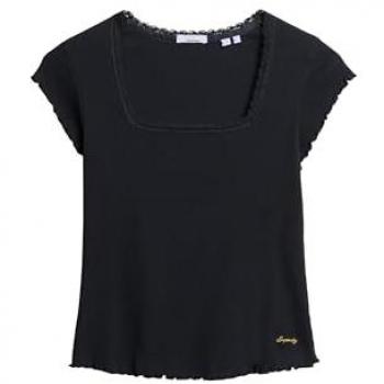 Camiseta Superdry Essential de Manga Corta con Escote Cuadrado para Mujer