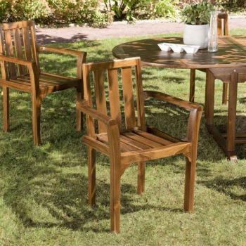 MAEVA – Ensemble de 2 fauteuils empilables en bois teck huilé