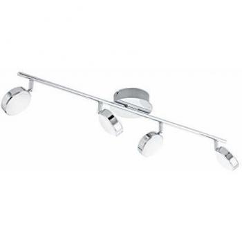 EGLO LED Deckenlampe Salto, 4 flammige Deckenleuchte, Deckenstrahler aus Metall und Kunststoff, Wohnzimmerlampe in Chrom, LED Flurlampe warmweiß