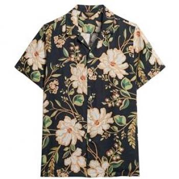 Chemise à col ouvert Superdry Homme Lin multicolore (bleu, vert, orange) – L