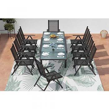 CONCEPT-USINE Tavolo da giardino allungabile in alluminio e 10 sedie in textilene brescia