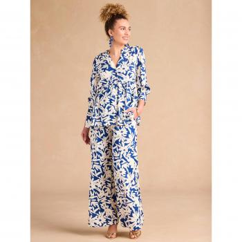 Estampado Pantalón de Preembarazo Azul Fresa con Banda