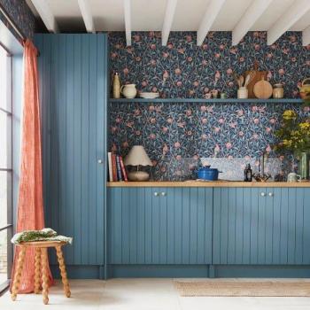 Graham & Brown Navy Blue Bird & Pomegranate Wallpaper