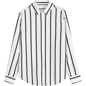 Men's Long Sleeve Black and White Striped Top