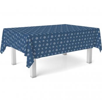 Mantel de Tela Resina “Ancla Azul” – 140 cm redondo, Colección Mar Marinero