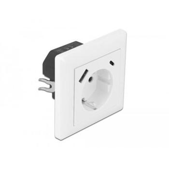 Delock Einbausteckdose mit 2 USB Ladeports 3,4 A, 1 x USB Typ-A und 1 x USB Type-Câ¢