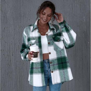Plaid Button-Up Coat for Women