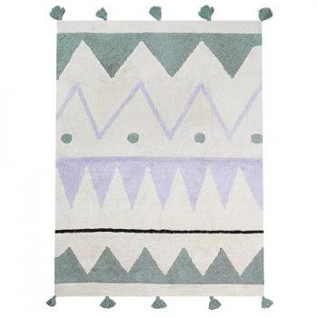 Tappeto per cameretta con motivo astratto e nappe multicolore 140 x 200 cm