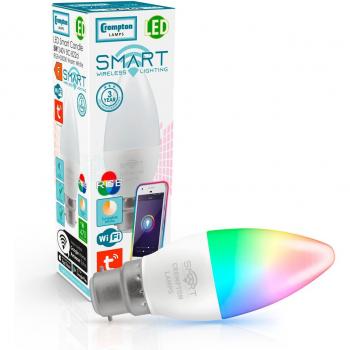 Crompton Candle LED Light Bulb Smart WiFi B22 5W (40W Eqv) Warm White + RGB 5-Pack