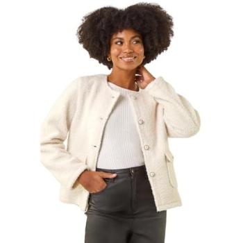 Veste Bouclée Fleece Blanche Roman
