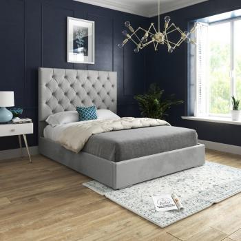 Alma Grey Velvet Upholstered Bed Frame - Small Single
