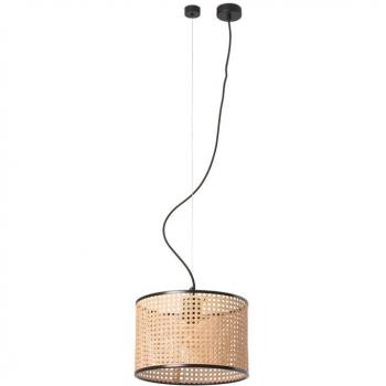 Lampe Mambo suspension noir/rotin Ø320