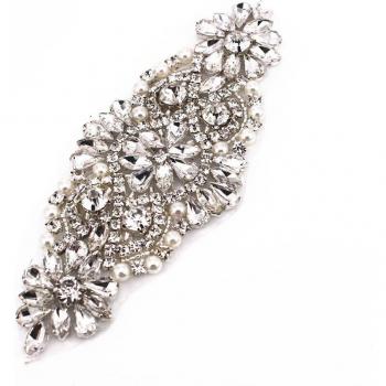 Bridal Gown Sash Iron-On Rhinestone Applique