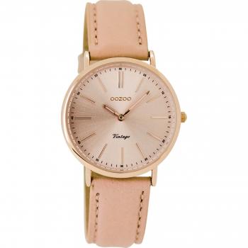 Oozoo Retro Damen-Uhr aus Leder – 32 mm, Rosa & Pinkgrau (C8821)
