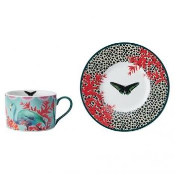 Set Tazza e Piattino “Farfalla” di Sarah Arnett – porcellana 250 ml, lavabile in lavastoviglie