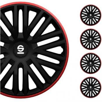 4-Piece Sparco Bergamo 15-Inch Hubcaps Black/Red