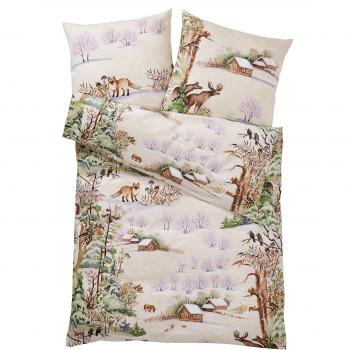 Biber‑Wald Winterbettwäsche 2‑Teil (Unisex) – 135x200 cm