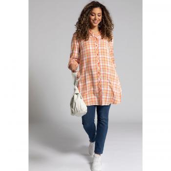 Tunica lunga quadri arancione maniche lunghe donna 56/58 viscosa