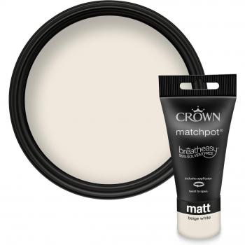 Crown Matt Emulsion Paint - Beige White Tester Pot - 40ml