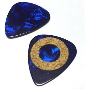 50-Pack Blue Pearl Celluloid Guitar Picks 0.71mm & 0.96mm with Cushion Ring