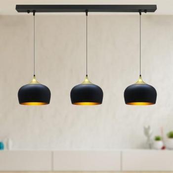 Lustre Design Noir Métal Triple Suspension E27 Ø30 cm