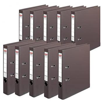 Herlitz maX.file Protect Plus Ordner, DIN A4, 50 mm Rückenbreite, 10 Stück, braun