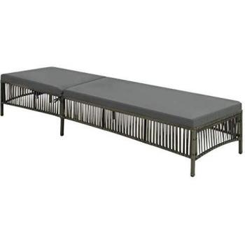 Poly Rattan Sun Lounger with Cushion in Gray