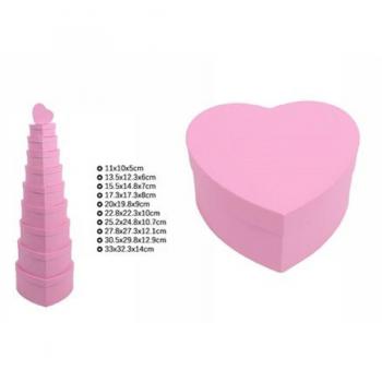 Set de Cajas Regalo Matrioska Corazón Rosa 10 Piezas