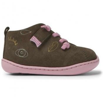 CAMPER Twins Toddler Hook and Loop Sneakers - Brown Gray, Size 8, Suede