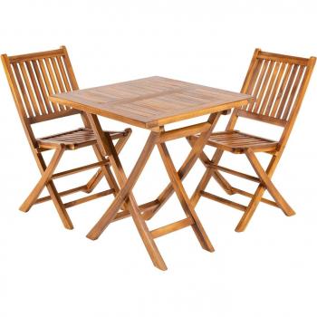 Juego de comedor de teca con sillas plegables