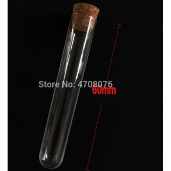 Clear Round Bottom Test Tubes, 12x60mm, with Cork Stopper, 50 pcs