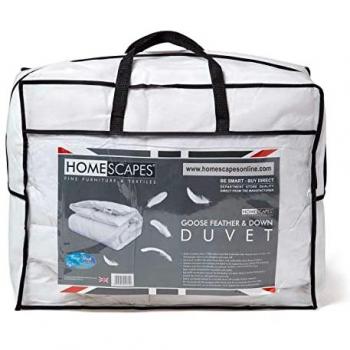 Goose Feather and Down 4.5 Tog Double Size Summer Duvet - White - Homescapes