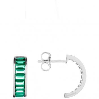 Luxenter - Pendientes Atelier acabados en rodio con circonita esmeralda