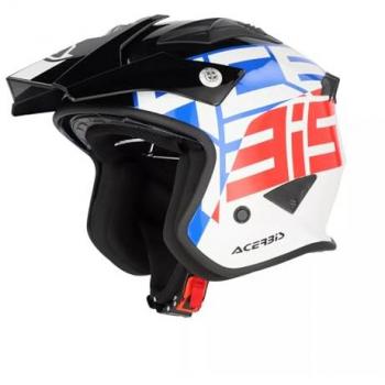 Acerbis Jet Aria L‑Azul Blanco Rojo Casco con Diseño Gráfico