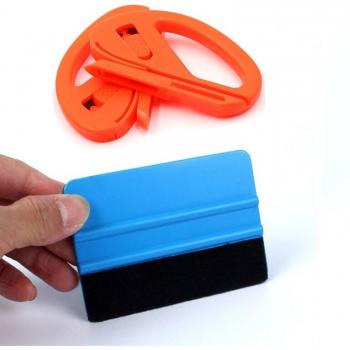 Vinyl Carbon Fiber Window Ice Remover with Squeegee Tool - 10x7cm