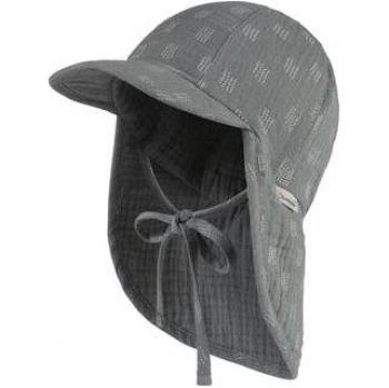Gorra de visera con protección para el cuello muselina verde piedra