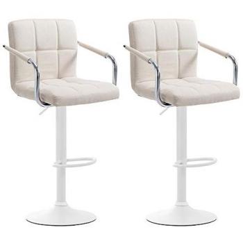 Taburetes altos Lucy V2 en tela beige y blanco